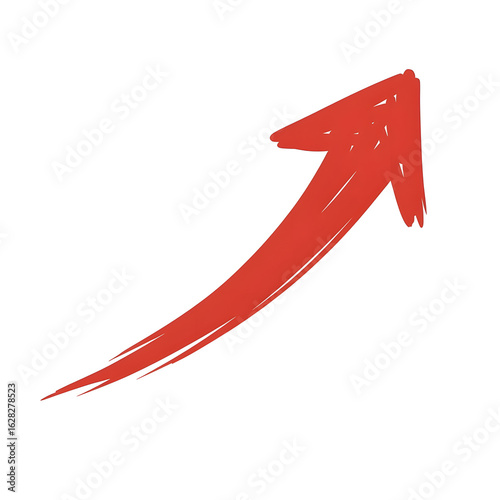 Hand drawn upward trending arrow indicates positive growth and success in business ventures
