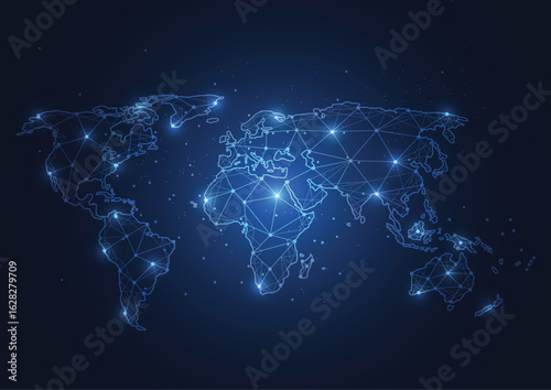 Global network connection. World map point and line composition concept of global business. Vector Illustration