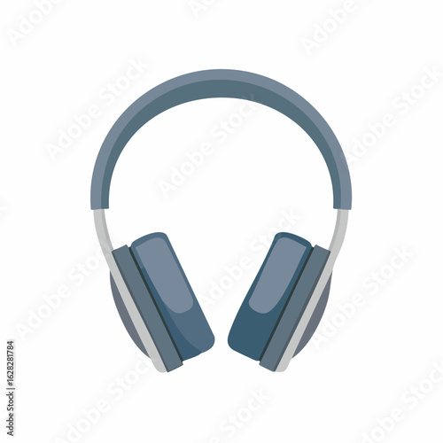 Clean blue over ear headphones for digital music listening and audio entertainment device