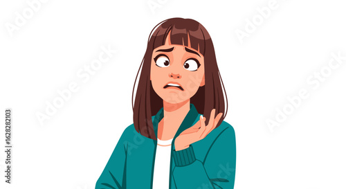 Worried young woman looking anxious and concerned about a problem she faces now