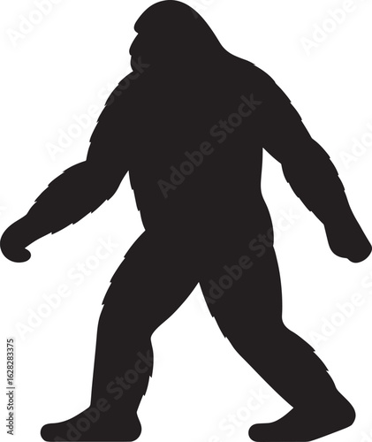 Silhouette of a walking Bigfoot creature sasquatch