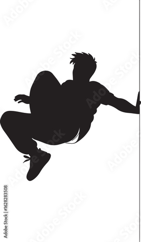 silhouette Male traceur doing a wall run parkour training illustration