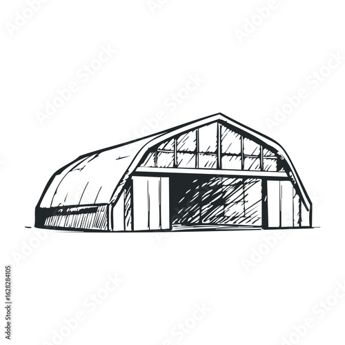 Exploring innovative architecture modern barn designs in rural landscapes digital illustration artistic perspective. Vector illustration