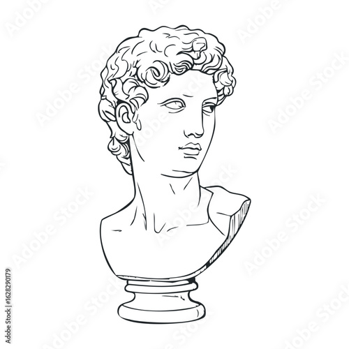 Sculpture exhibition featuring classical busts art gallery visual art historical setting close-up aesthetic beauty. Vector illustration