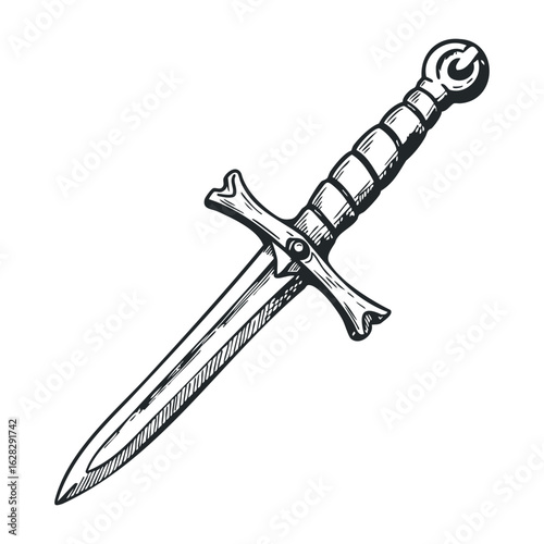 Mystical dagger display fantasy realm illustration artistic ambiance close-up adventure concept. Vector illustration