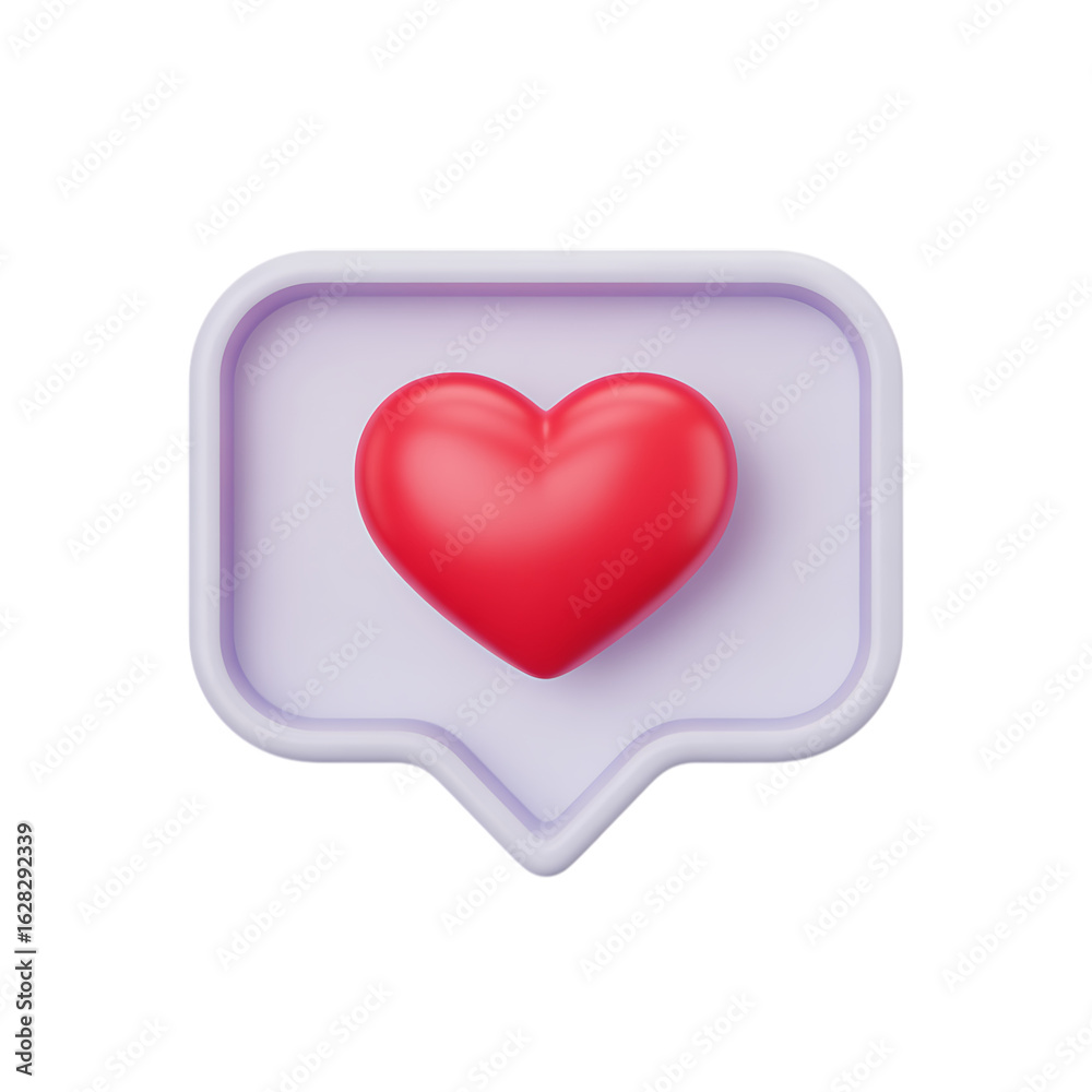 Red Heart in Light Purple Speech Bubble 3D Like Icon heart icon love icon isolated on a transparent background Red Heart in Light Purple Speech Bubble 3D Like Icon heart icon love icon isolated on a transparent background