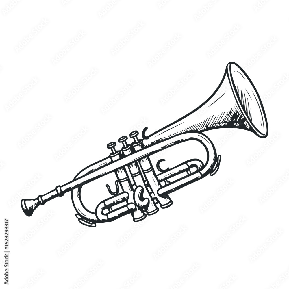 Obraz premium Musical performance featuring a trumpet concert venue illustration artistic setting close-up jazz concept. Vector illustration