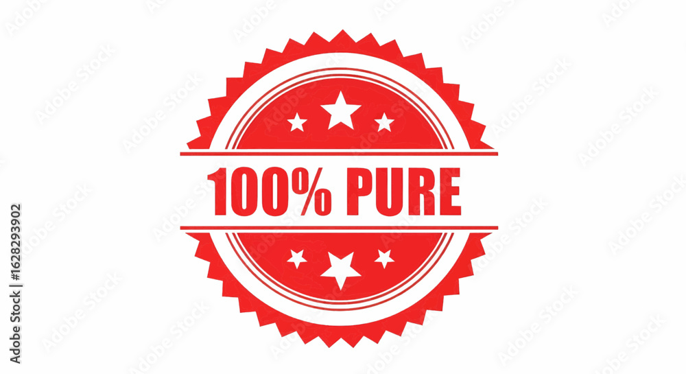 Obraz premium Red 100% Pure seal stamp, a quality vector illustration