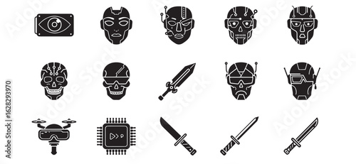 Collection of minimalist line art icons depicting healthcare mental health and well being concepts