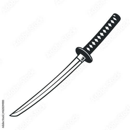 Martial arts demonstration japan illustration studio close-up swordplay techniques. Vector illustration