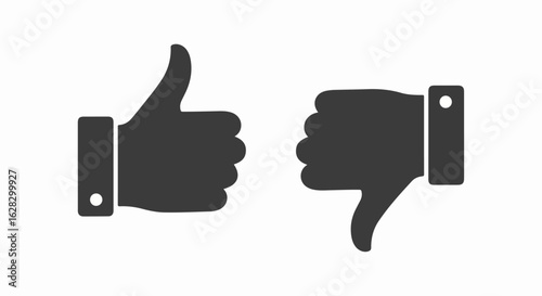 Dark grey thumbs up and thumbs down icons for like and dislike feedback.