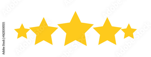 Five star rating vector illustration in flat style, perfect for reviews, quality ranking, customer feedback, or online score indicators for apps or sites