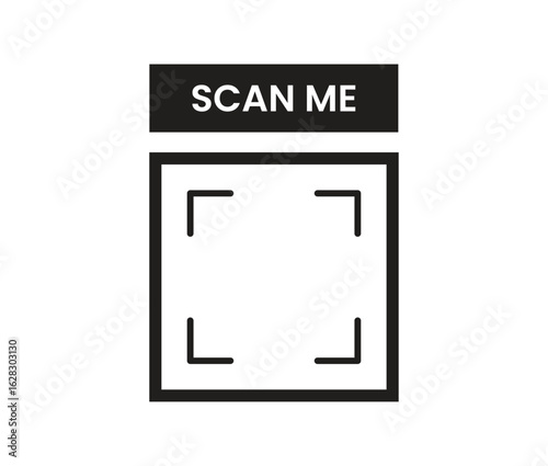 Scan me icon template with square placeholder for QR code, commonly used for mobile scanning access, digital menus, or verification systems