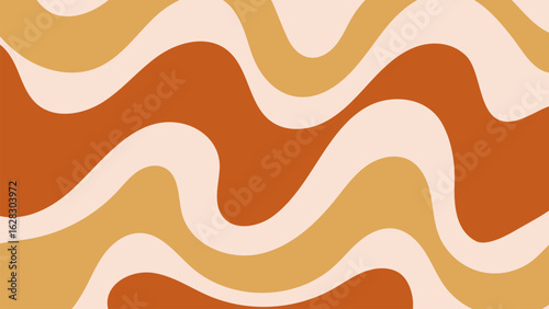 Abstract psychedelic trippy y2k retro background in warm colors. Groovy wavy print. Vintage backdrop in 60-70s style. Simple vector illustration