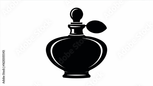 Elegant black and white silhouette of a classic perfume bottle perfect for beauty and fragrance branding