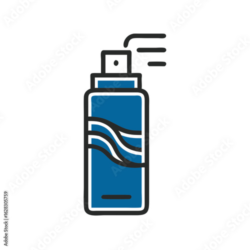 Air freshener spray bottle in blue color with spray effect  