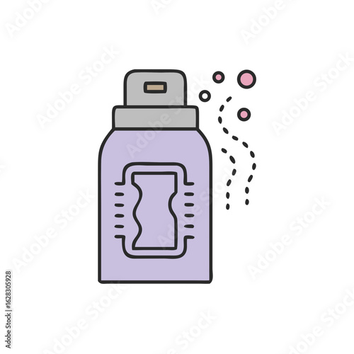 Air freshener bottle with scent spray in purple color  
