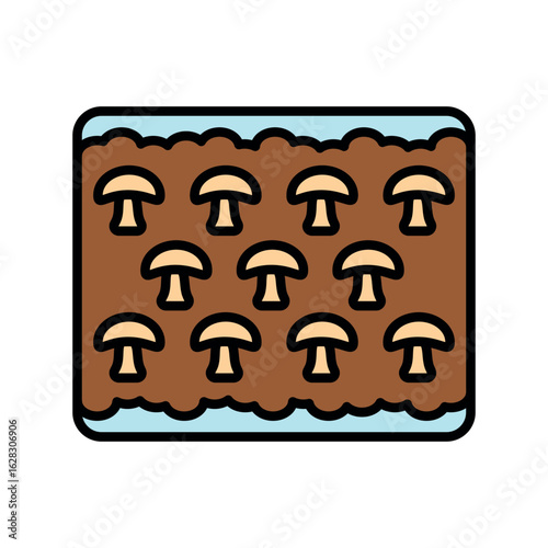 extensive mushroom cultivation color line icon for digital and print projects.