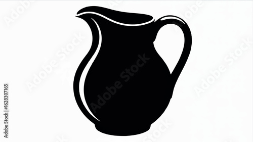Classic black ceramic pitcher silhouette illustration on a clean white background