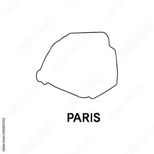 contour line city border Paris vector on white background
Vector icon city