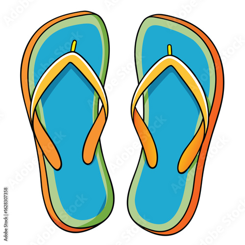  Colorful strap flip flops displayed side by side, showcasing their bright and cheerful design