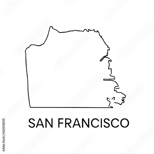 contour line city border San Francisco vector on white background
Vector icon city