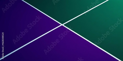 Abstract geometric pattern in dark green and deep purple hues, reminiscent of tennis court lines,  geometric,  court
