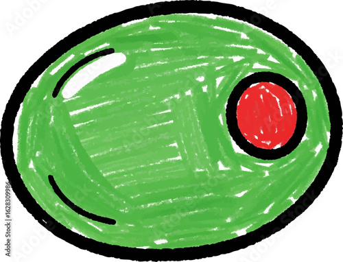 Childs Drawing of a Green Olive