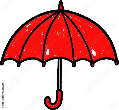 Childs Drawing of a Red Umbrella