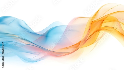 Wallpaper Mural Abstract, flowing, light waves in soft blue and orange Torontodigital.ca