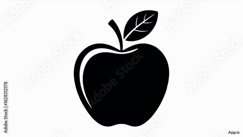 Simple black apple silhouette illustration on a clean white background