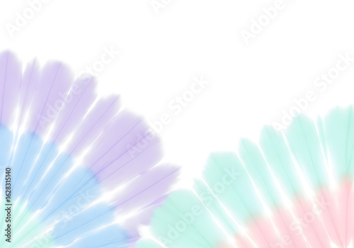 Gentle pastel tie-dye fan shapes in soft watercolor style