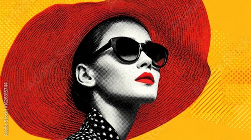 Stylish woman portrait pop art style