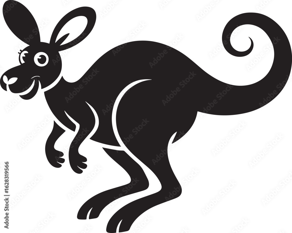 Obraz premium Playful Kangaroo Cartoon Illustration on Transparent Backdrop for Children's Designs