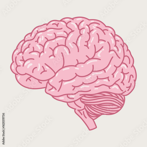 Pink Glowy Pastel Brain Vector Illustration for Mental Health