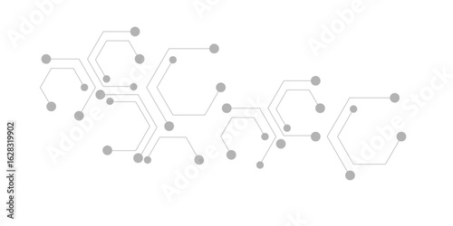 Futuristic tech background with connected hexagons and nodes in soft gray. A clean, abstract design ideal for digital, medical, or scientific presentations and modern innovation themes.