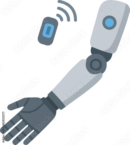 Prosthetic arm robotic hand artificial limb technology innovation wireless futuristic medical device blue gray
