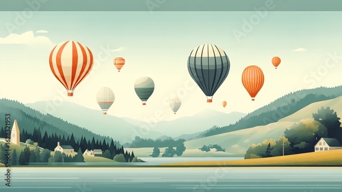 Air BalloonsNature Graphic Illustration Drawing