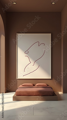 Studio-Style Minimalist Luxury Bedroom in Bold Frontal Light