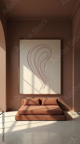 Studio-Style Minimalist Luxury Bedroom in Bold Frontal Light