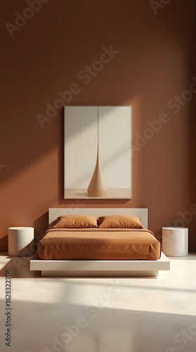 Studio-Style Minimalist Luxury Bedroom in Bold Frontal Light