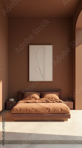 Studio-Style Minimalist Luxury Bedroom in Bold Frontal Light