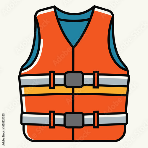 Vector illustration of a life vest icon, symbolizing safety and flotation in water activities