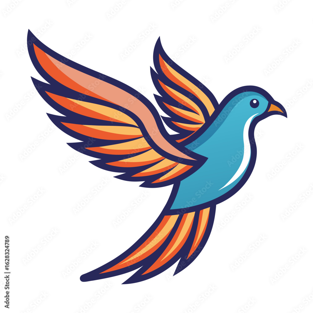 Obraz premium Flying Bird Line Art