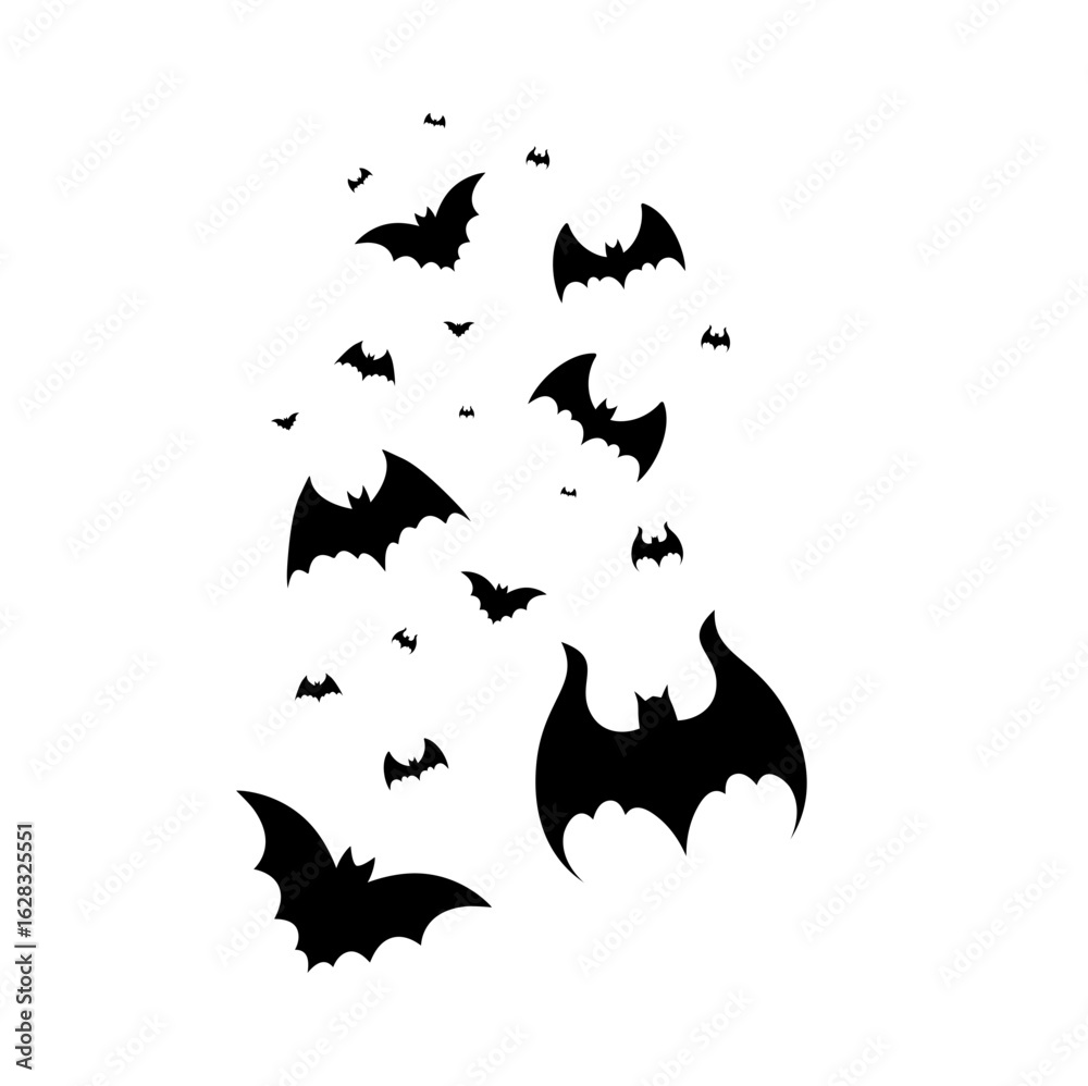 Fototapeta premium Flying Bats Silhouette for Halloween Design. Vector Illustration