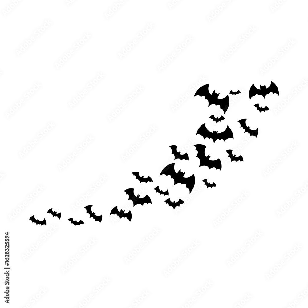 Flying Bats Silhouette for Halloween Design. Vector Illustration