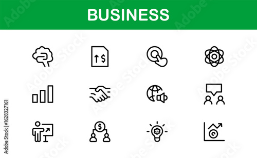 Business Professional Modern Line Icon Set with Minimal and Unique Designs for Corporate and Office Use
