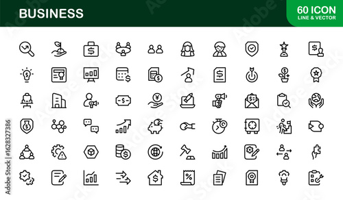 Business Professional Modern Line Icon Set with Minimal and Unique Designs for Corporate and Office Use