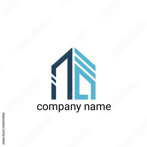 The image is a company logo with a modern and minimalist design. It depicts the silhouette of two tall buildings formed from geometric lines, conveying a professional and strong impression
