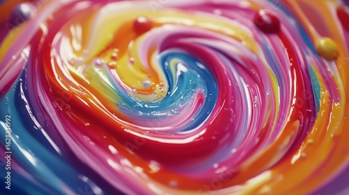 Swirl of colorful paint with a rainbow effect